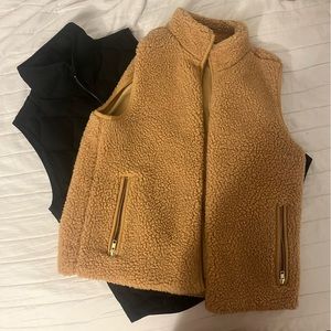 J Crew Quilted Puffer Vest and Sherpa Vest